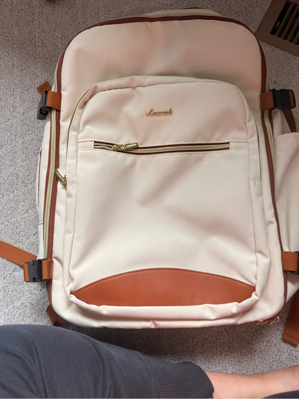 LoveVook Cream & Tan Travel Backpack